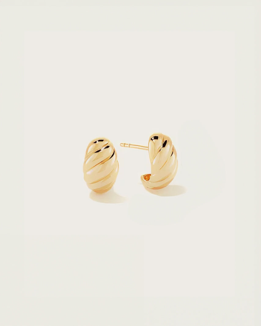 Waterproof gold spiral dome stud earrings – hypoallergenic and sculptural