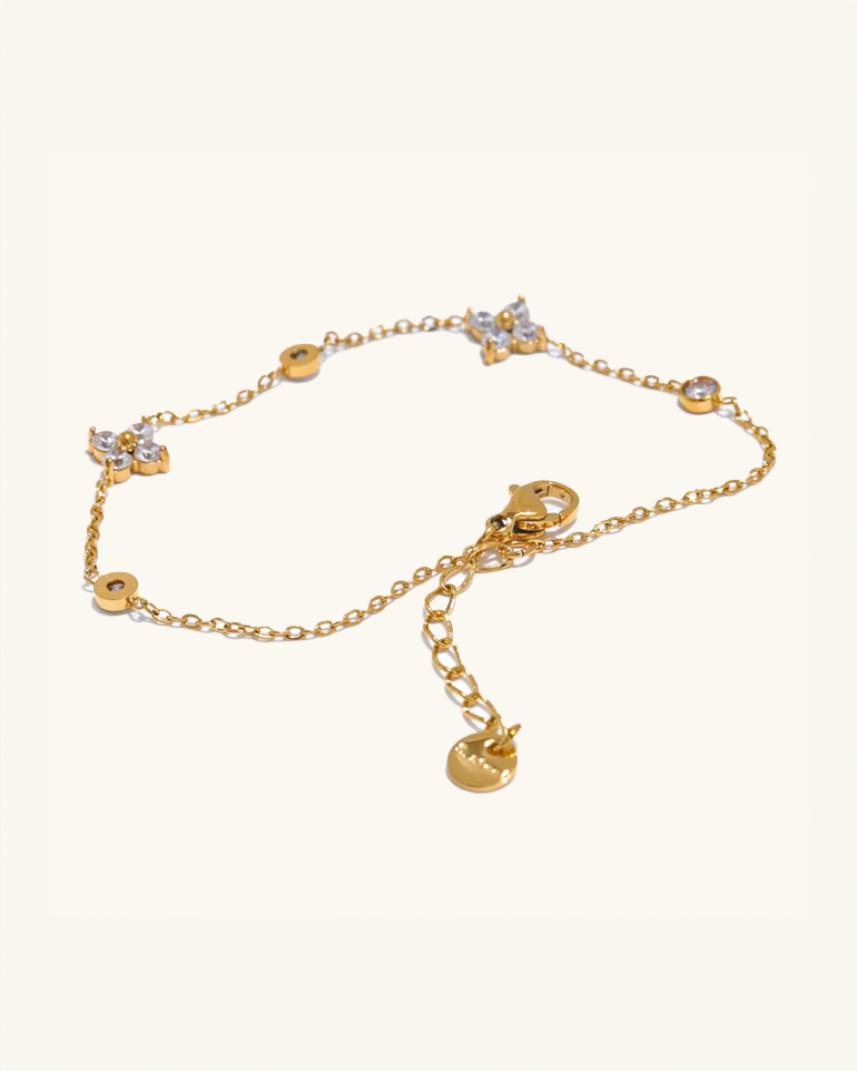 Butterfly and zircon bracelet in box – hypoallergenic waterproof gold jewelry gift