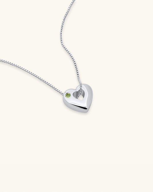 August Birthstone Necklace – Peridot Heart Pendant