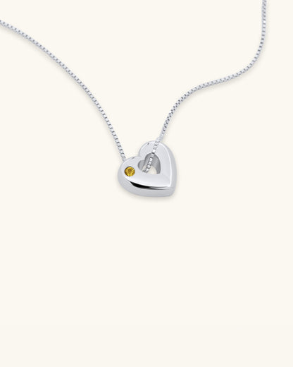 November Birthstone Necklace – Citrine Heart Pendant