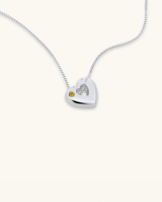November Birthstone Necklace – Citrine Heart Pendant