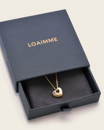February Birthstone Necklace – Amethyst Heart Pendant