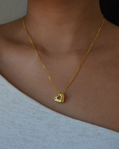 May Birthstone Necklace – Green Agate Heart Pendant