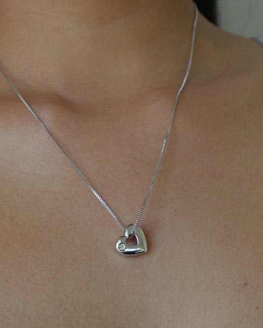 May Birthstone Necklace – Green Agate Heart Pendant