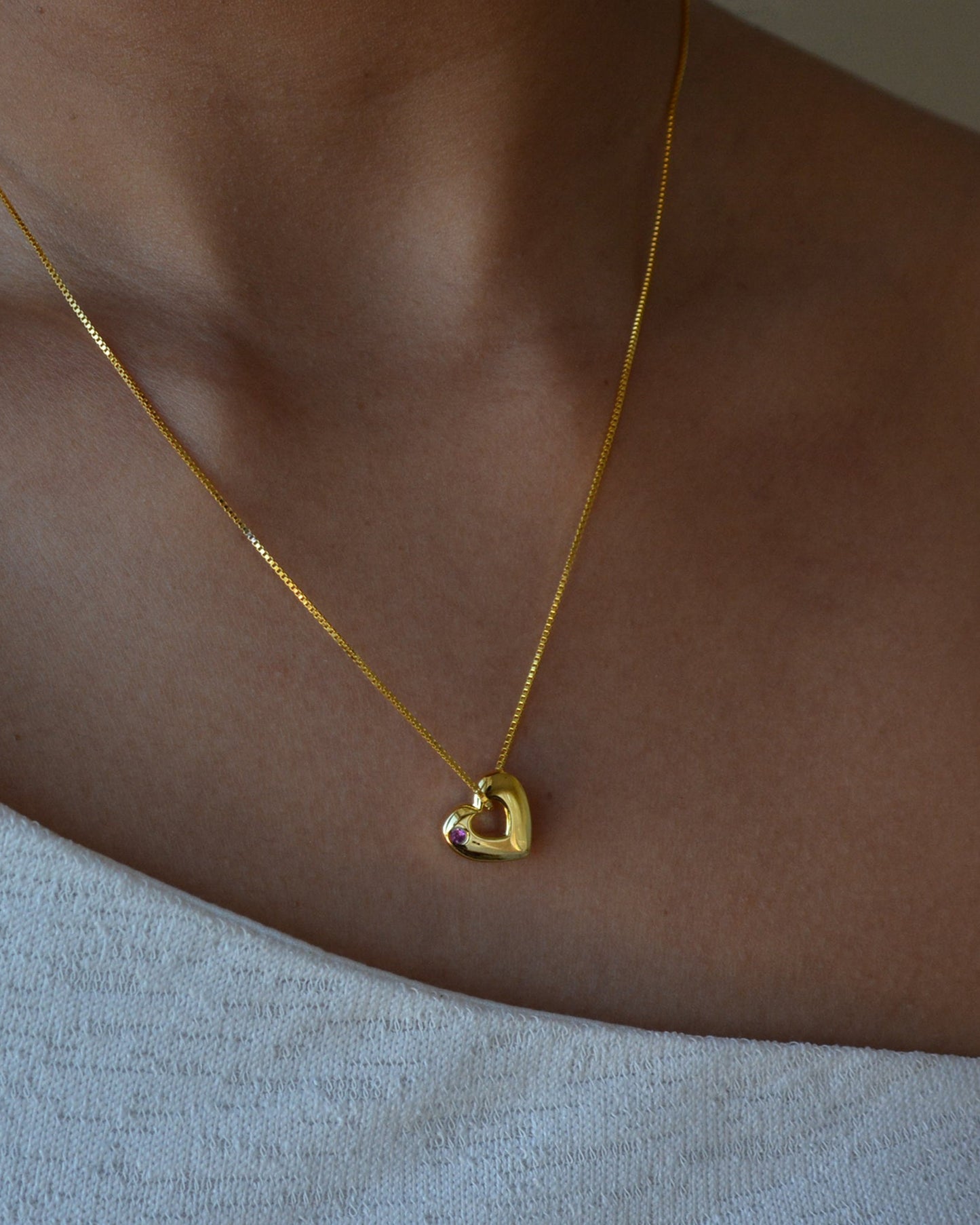 October Birthstone Necklace – Pink Tourmaline Heart Pendant