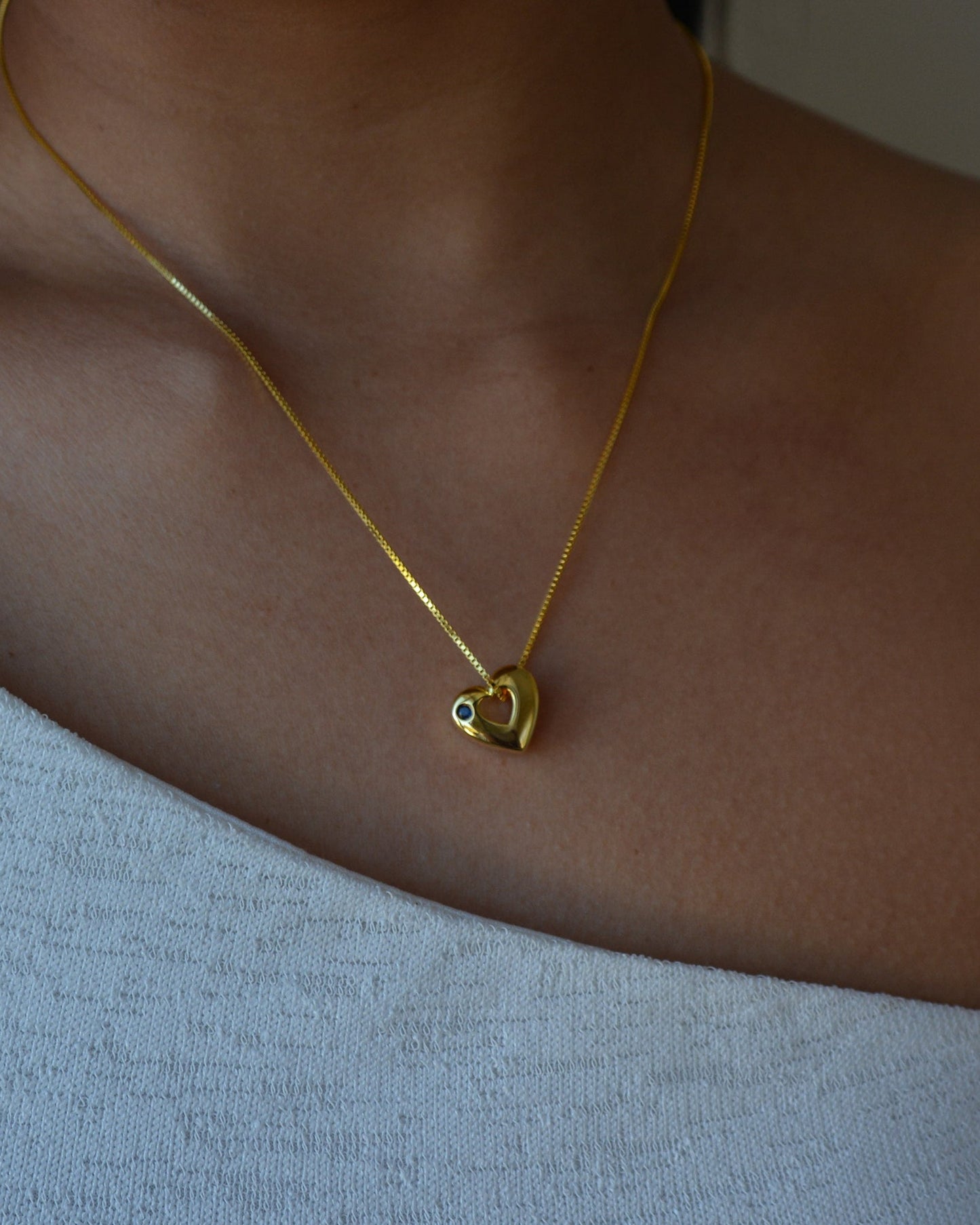 September Birthstone Necklace – Sapphire Heart Pendant