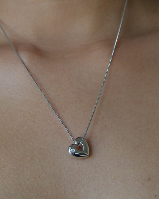 March Birthstone Necklace – Aquamarine Heart Pendant