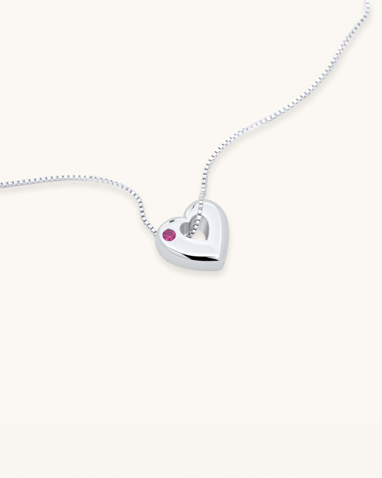 October Birthstone Necklace – Pink Tourmaline Heart Pendant
