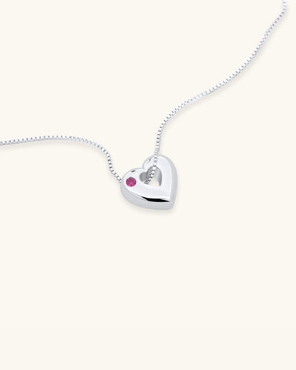 October Birthstone Necklace – Pink Tourmaline Heart Pendant