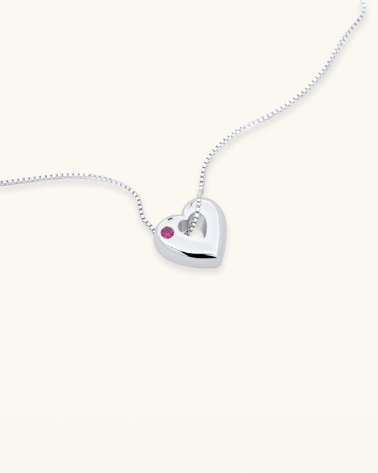 October Birthstone Necklace – Pink Tourmaline Heart Pendant