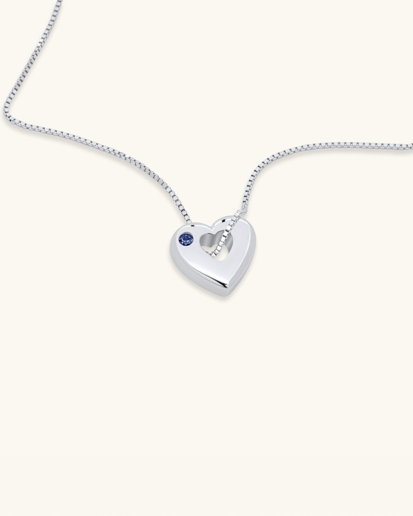 September Birthstone Necklace – Sapphire Heart Pendant
