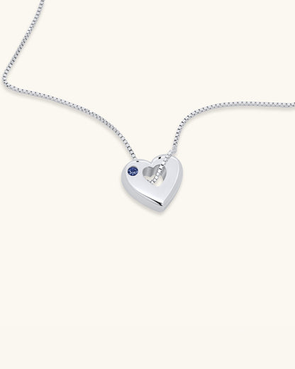 September Birthstone Necklace – Sapphire Heart Pendant