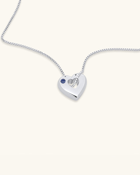 September Birthstone Necklace – Sapphire Heart Pendant