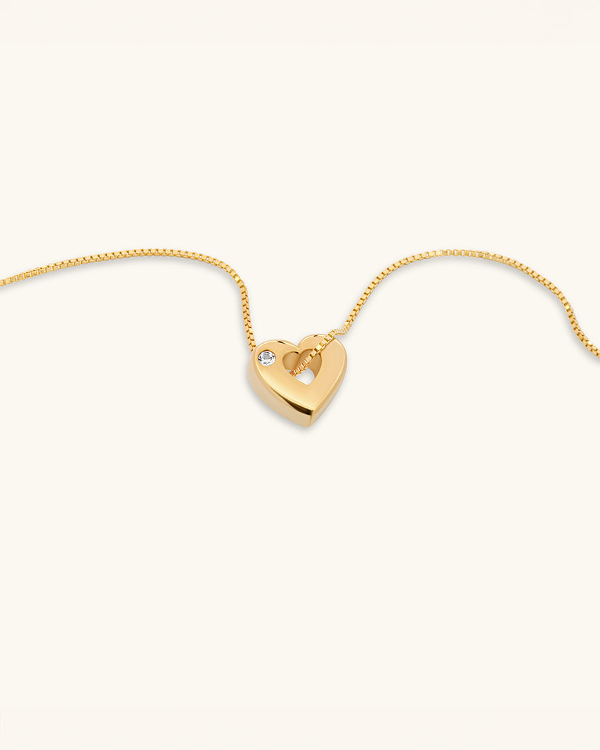 March Birthstone Necklace – Aquamarine Heart Pendant