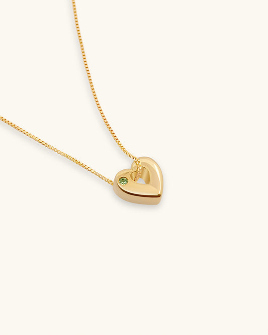 August Birthstone Necklace – Peridot Heart Pendant