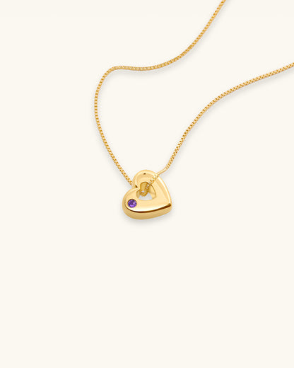 February Birthstone Necklace – Amethyst Heart Pendant