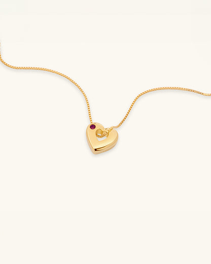 January Birthstone Necklace – Garnet Heart Pendant