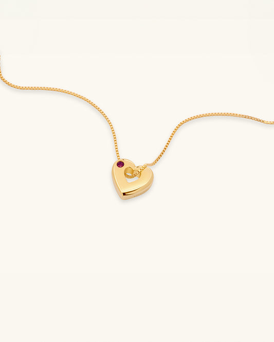 January Birthstone Necklace – Garnet Heart Pendant
