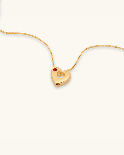 July Birthstone Necklace – Ruby Heart Pendant