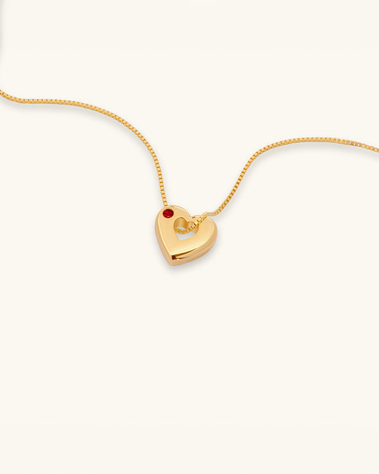 July Birthstone Necklace – Ruby Heart Pendant