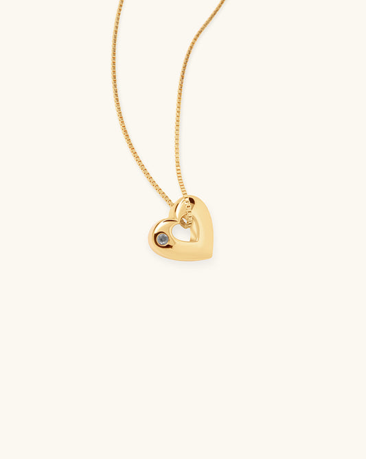April Birthstone Necklace - White Topaz Heart Pendant