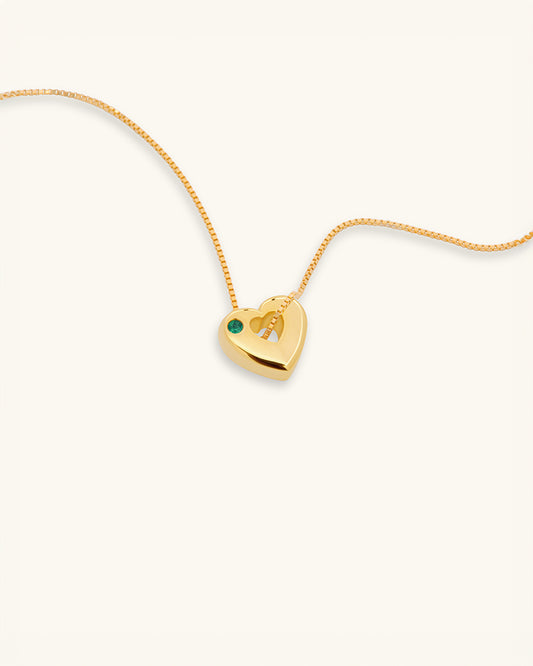 May Birthstone Necklace – Green Agate Heart Pendant