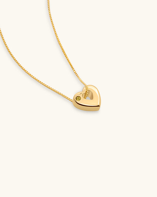November Birthstone Necklace – Citrine Heart Pendant