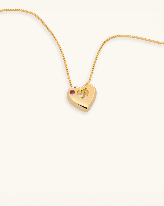 October Birthstone Necklace – Pink Tourmaline Heart Pendant