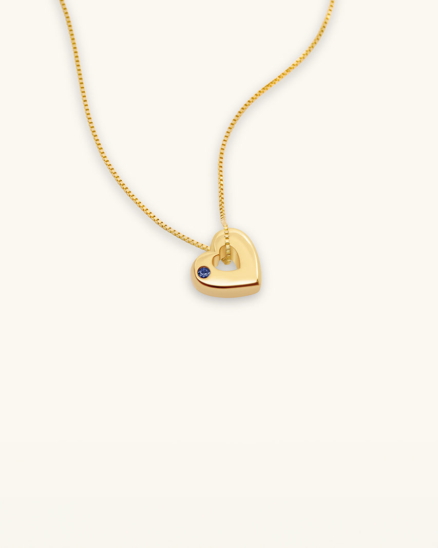 September Birthstone Necklace – Sapphire Heart Pendant