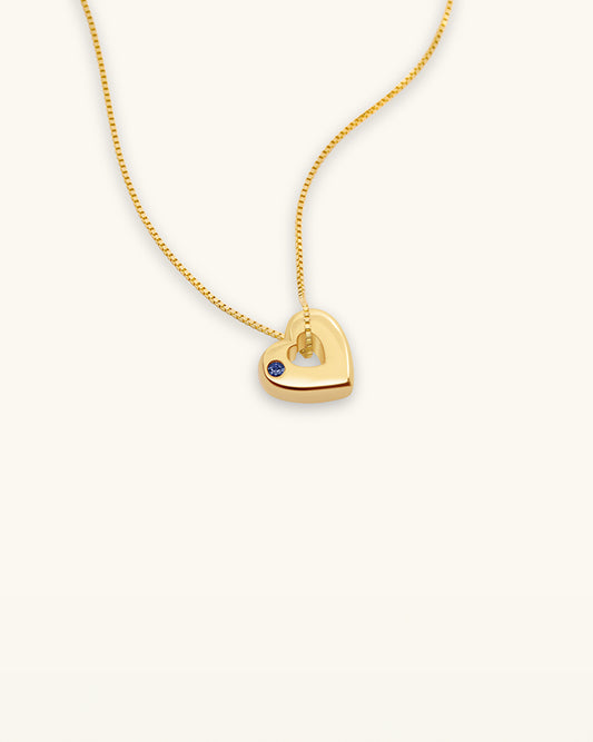 September Birthstone Necklace – Sapphire Heart Pendant