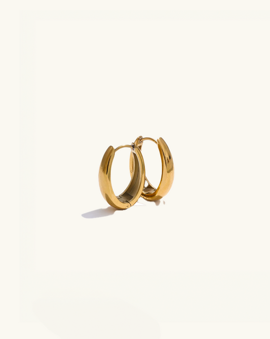 Bold gold waterproof hoop earrings – hypoallergenic and made for 24/7 wear