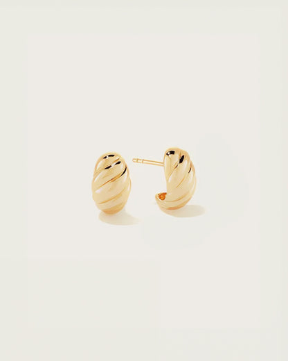 Waterproof gold spiral dome stud earrings – hypoallergenic and sculptural
