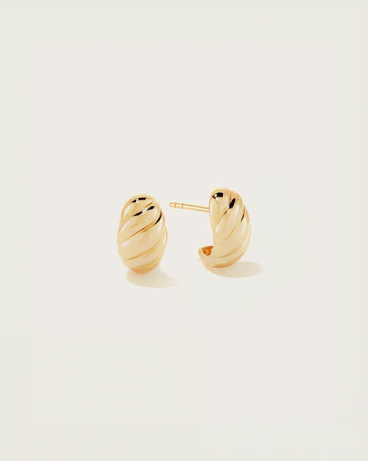 Waterproof gold spiral dome stud earrings – hypoallergenic and sculptural