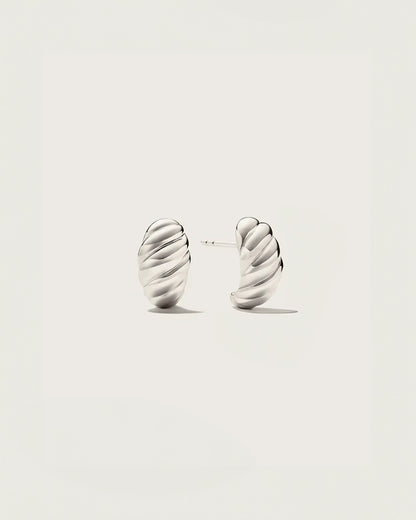 Waterproof silver spiral dome stud earrings – modern and hypoallergenic